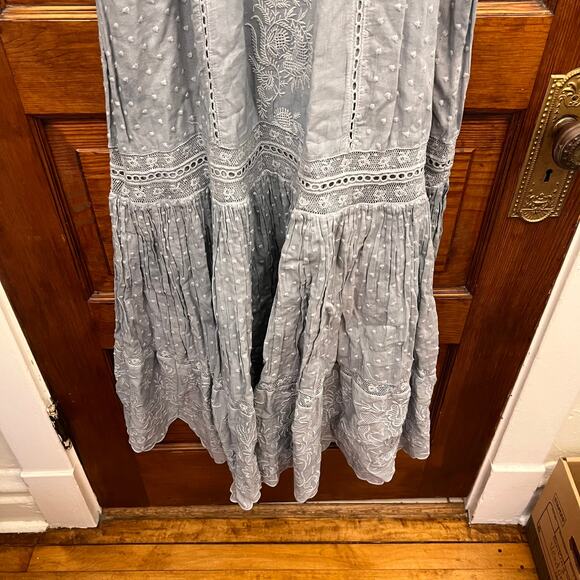 LoveShackFancy Norma Dress Washed Denim Blue size 0 $595 NWT's Embroidered - Picture 5 of 16